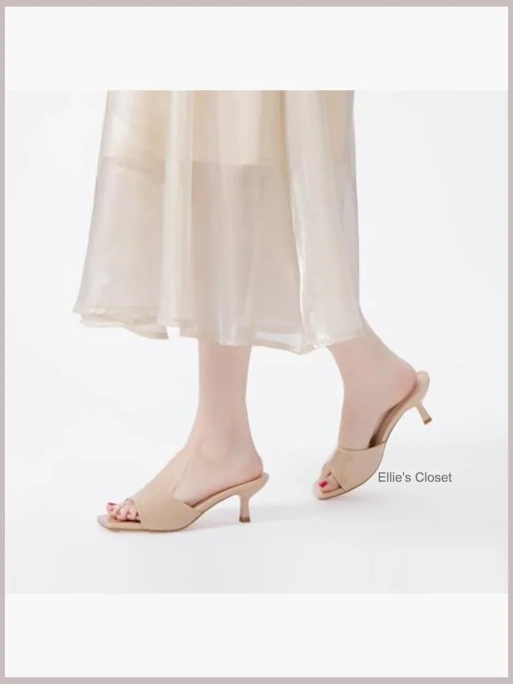 Kitten Heels Sandals Square Open Toe Stiletto 2 Inch Low Heel Mules Dressy